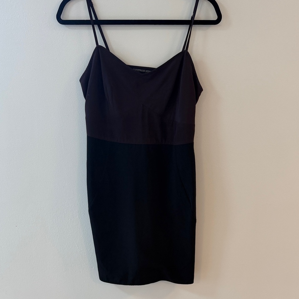 AllSaints Black and burgundy two-Tone Spaghetti Strap Mini Dress - 8